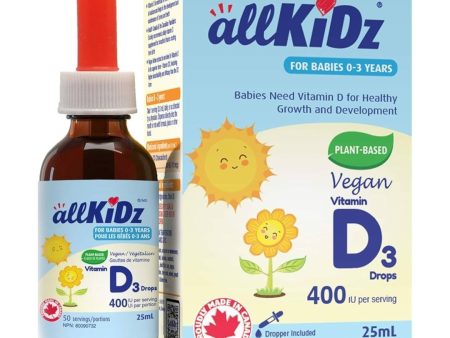 Allkidz - vegan vitamin d3 drops 400iu - 25 ml For Sale